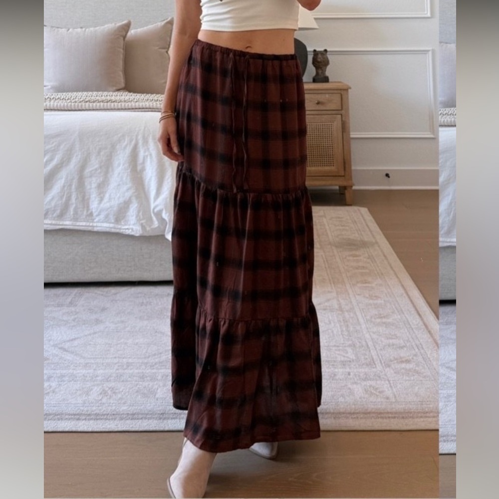 Womens Plaid Midi Skirt